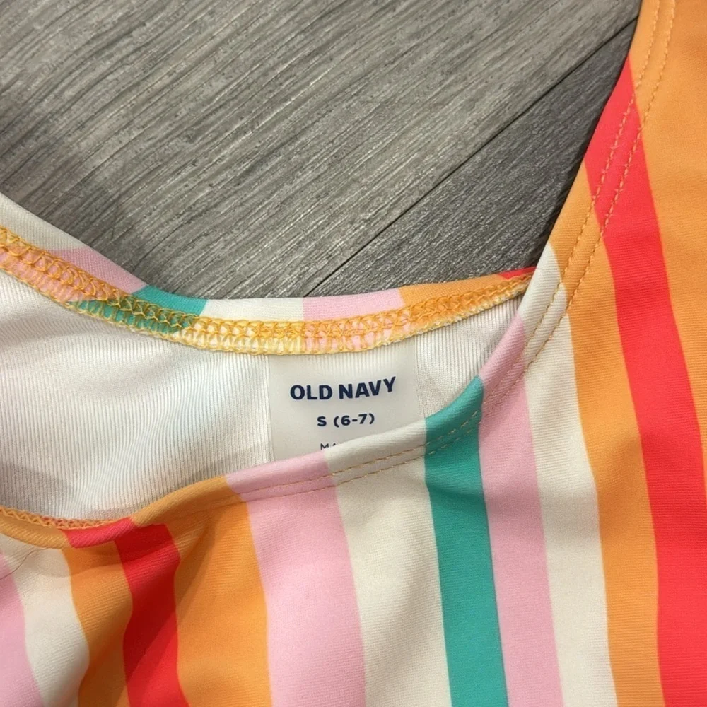 Girls Bikini Swimsuit 2 piece Set Colorful Stripe Old Navy Small 6-7